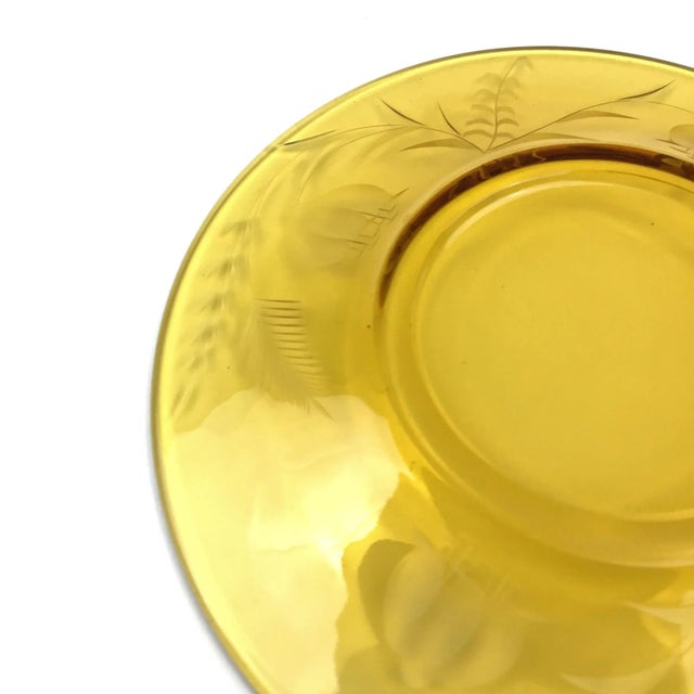 Glass Amber Cut Glass Small Plates Vintage - a Pair For Sale - Image 7 of 12