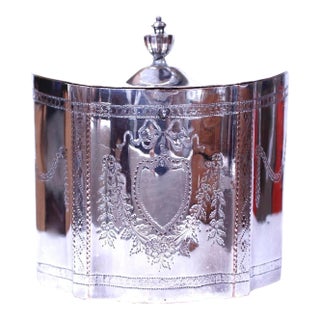 Georgian Style English Silver on Copper Sheffield Tea Caddy For Sale