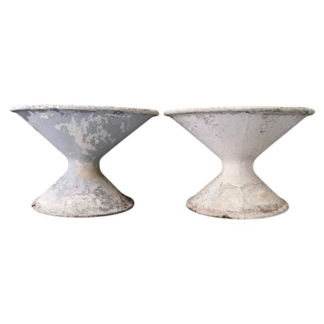 Wonderfully weathered Pair of Willy Guhl "Diabolo" Off-Kilter Planters. Willy Guhl was an influential Swiss designer for...
