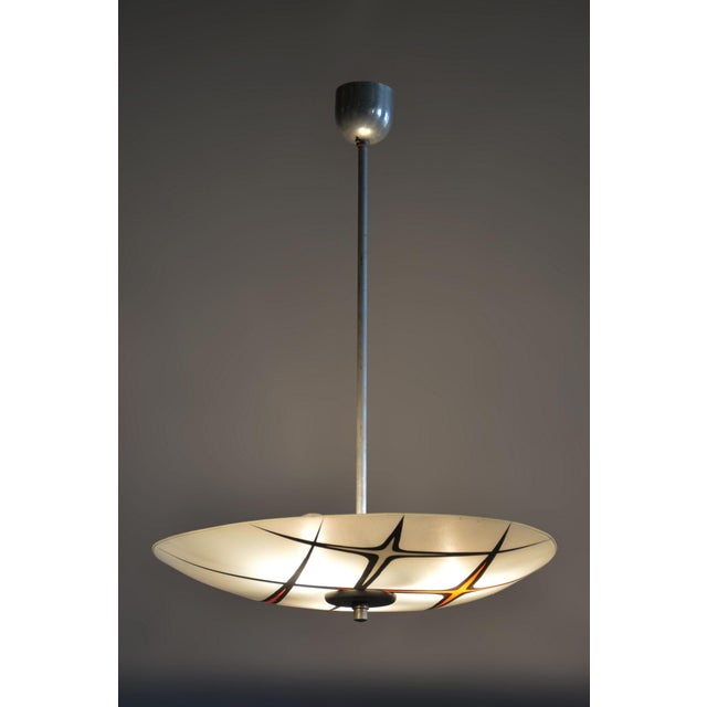 Silver Mid-Century Chandelier in Chromed Steel and Glass, Czech, 1950s For Sale - Image 8 of 11