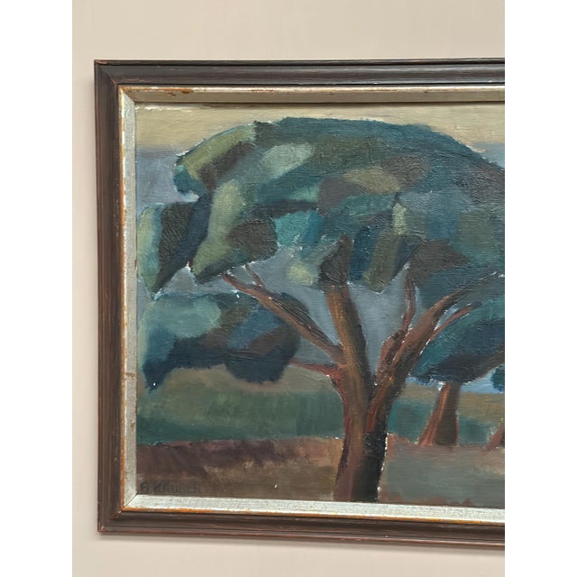 Mid-Century Modern Britta Krüger, Large Landscape with Trees, 1960s, Oil on Canvas, Framed For Sale - Image 3 of 18