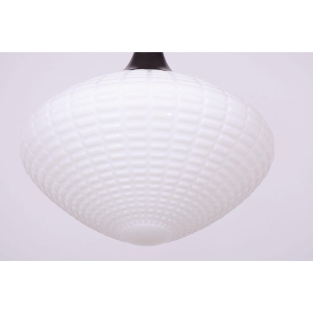 Black Mid-Century Chandelier in Chromed Steel and Opaline Glass, Czech, 1960s For Sale - Image 8 of 12
