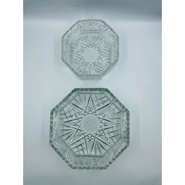 Violetta Mid-Century Octagonal Crystal Nesting Bowls - Set of 2 For Sale - Image 13 of 13