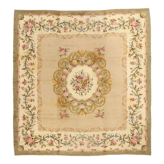 Late 19th Century Spanish Savonnerie Rug - 12'06 X 13'00 For Sale