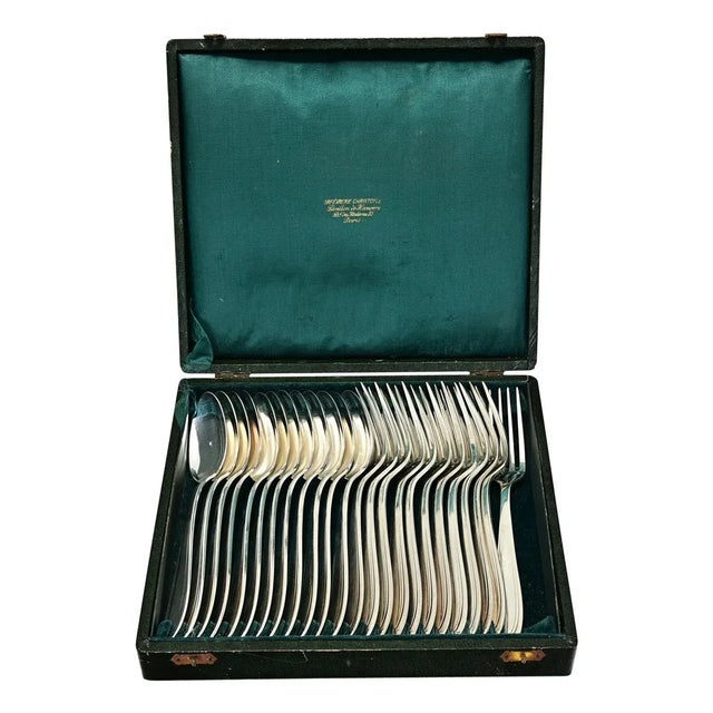 Metal French Vintage Silverplate Cutlery Service in Christofle Box - 24 Pieces For Sale - Image 7 of 7