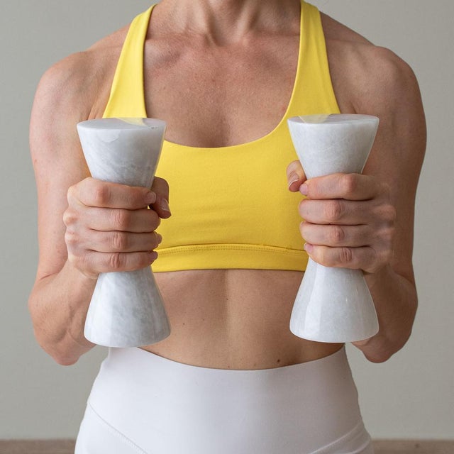 These 1 kg dumbbells are carved from solid white marble, merging fitness functionality with sculptural elegance. Designed...