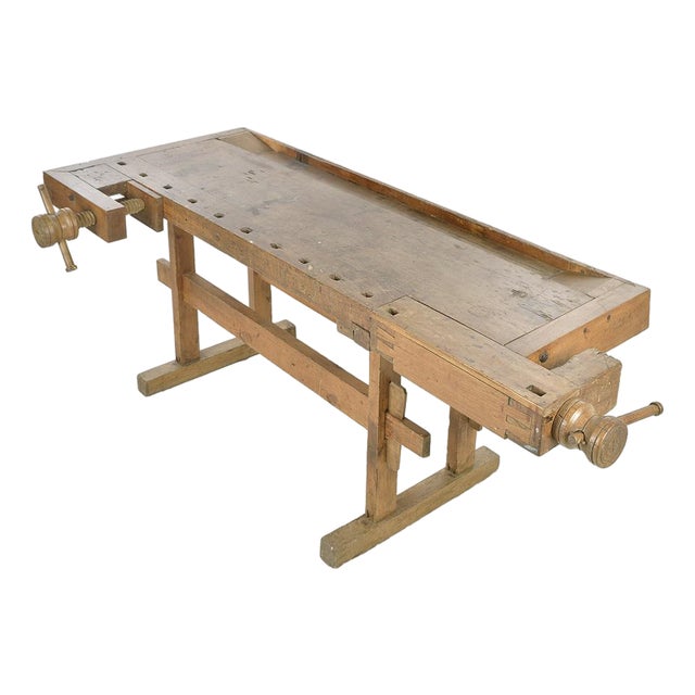 Antique Workbench in Solid Oak For Sale