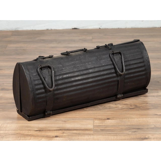 Metal Early 20th Century Industrial Metal Tool Box with Dark Patina, Found in India For Sale - Image 7 of 10