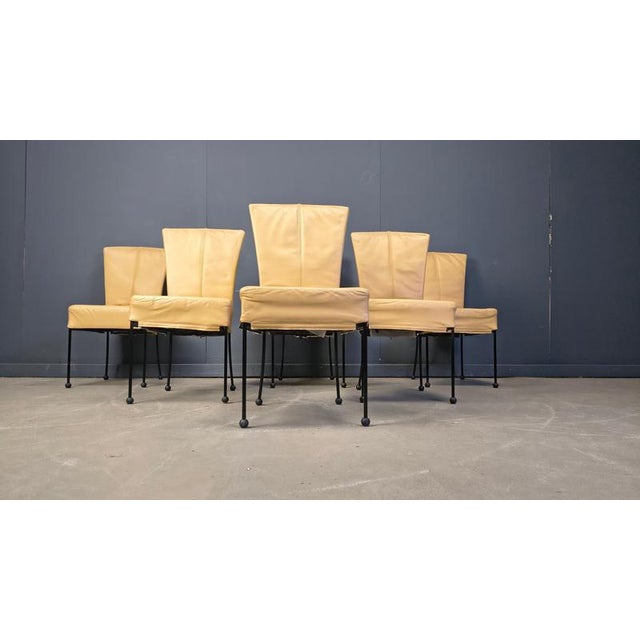 Vintage Leather Dining Chairs in the style of Gerard Van Den Berg, 1980s, Set of 6 For Sale - Image 9 of 12