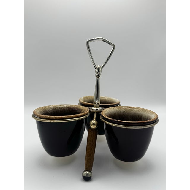 Vintage Pfaltzgraff Brown Drip Relish Server Set, Stoneware Cups - 4 pcs For Sale - Image 4 of 12