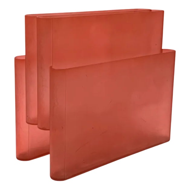 Space Age Pink Plastic Magazine Rack by Giotto Stoppino for Kartell, 1970s For Sale