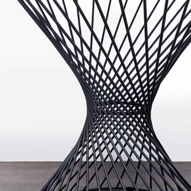 Modern Black Wire Frame Accent Outdoor Table With Round Top For Sale In San Francisco - Image 6 of 6