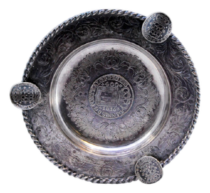 Silver Ashtray with Engravings, Ropes and D João Coins