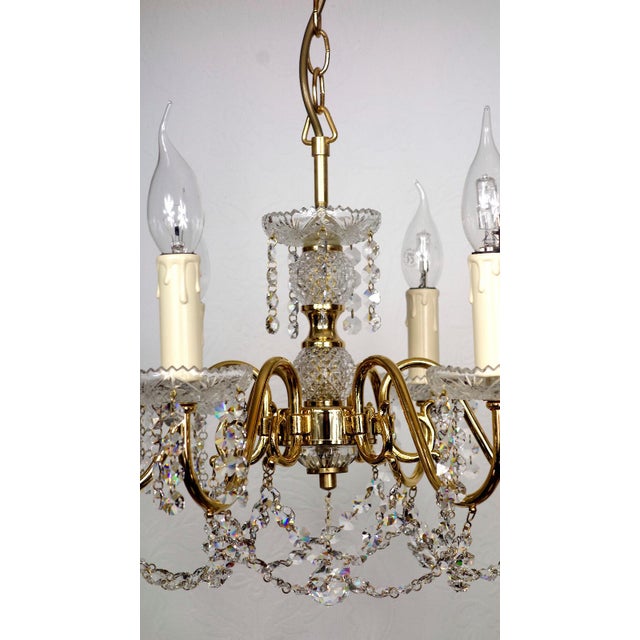 Metal Vintage Brass and Frosted Glass Chandelier from Palwa, 1970s For Sale - Image 7 of 11