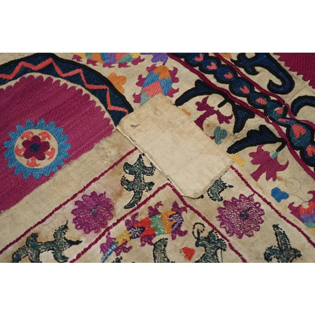 Antique Uzbekistan Suzani Textile Rug 6'2'' x 9'9''.