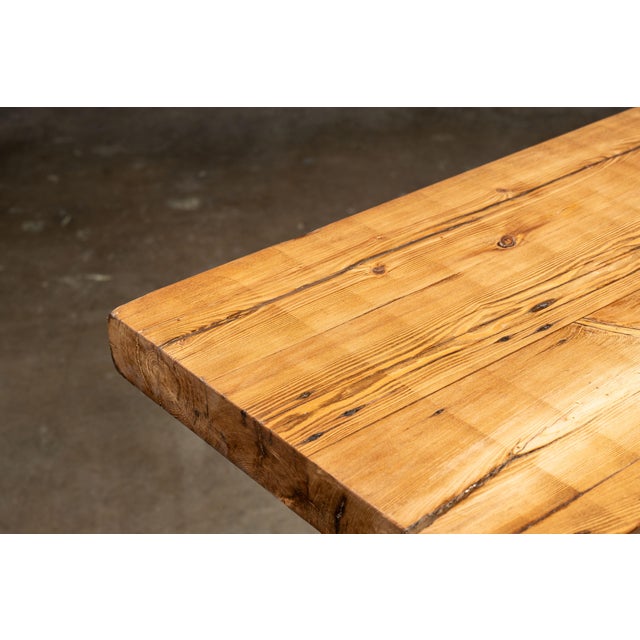 Industrial Oak Table on Antique Cast Iron Base For Sale - Image 11 of 14