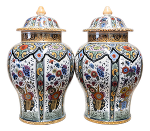 Polychrome Lidded Vases by De Sphinx, 1970s, Set of 2