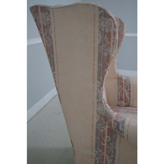 Southwood Clawfoot Mahogany Damask Wing Chair For Sale - Image 9 of 18