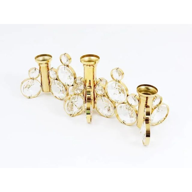 Brass and Crystals Candleholder in the Style of Gaetano Sciolari for Palwa, 1970s For Sale - Image 3 of 11