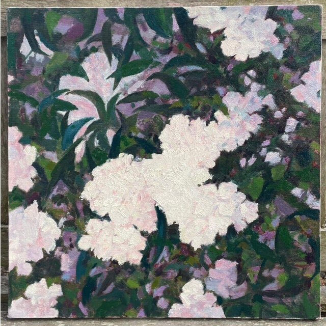 JOHN LOUGHLIN (1931-2004) 'HYDRANGEA BUSH' OIL PAINTING This is a wonderful original painting. I recently acquired a small...