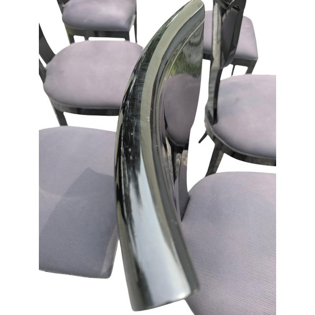 1980s Pietro Costantini "Corfu" Black Lacquer Dining Chairs, Set of 6 For Sale - Image 13 of 17
