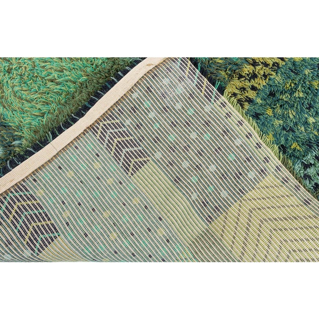 Mid-Century Scandinavian Rug Rya Pile Rug "Alvastra Green" By Marianne Richter For Sale In New York - Image 6 of 8