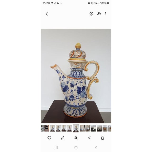 Ceramic Italy Ceramic Majolica Teapot from Deruda For Sale - Image 7 of 9