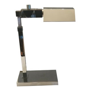 Vintage Casella Lighting of San Francisco Chrome Heavy Desk Lamp Adjustable Height For Sale