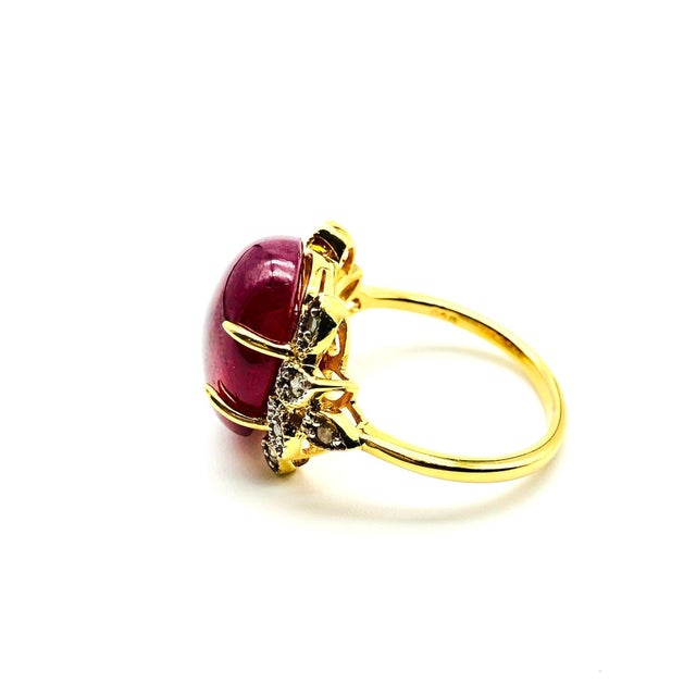 Bochic "Orient" Vintage African Ruby & Diamond Ring Set In 18K Yellow Gold For Sale - Image 12 of 18