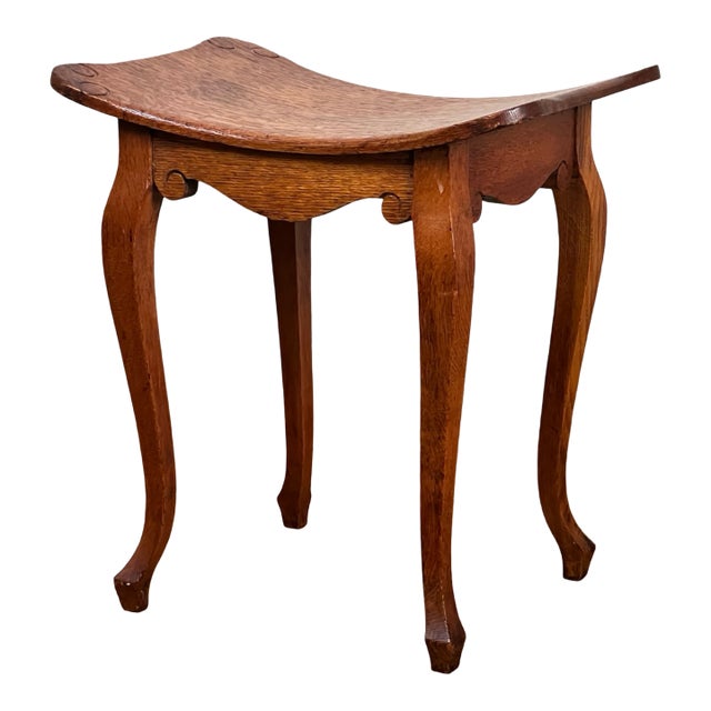 Antique Arts and Crafts Saddle Shaped Footstool C. 1900 For Sale