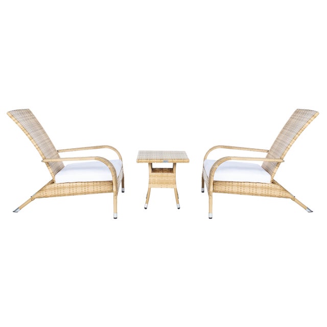 Wood Edna 3-Piece Lounge Set, Natural/White Cushion For Sale - Image 7 of 10