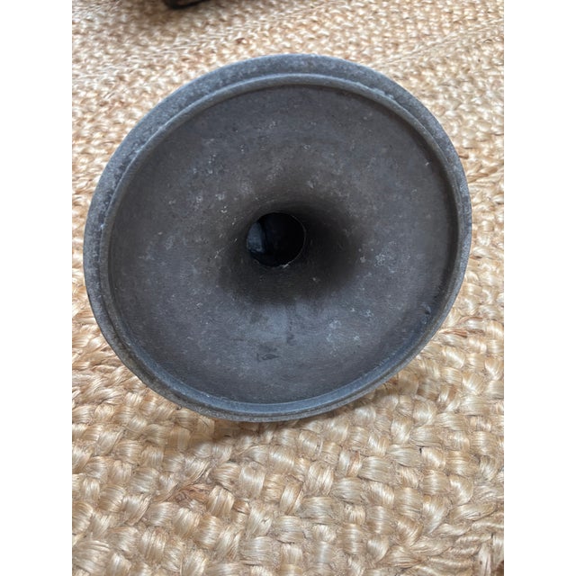 Gray Vintage Regency-Style Metal Garden Urn For Sale - Image 8 of 8