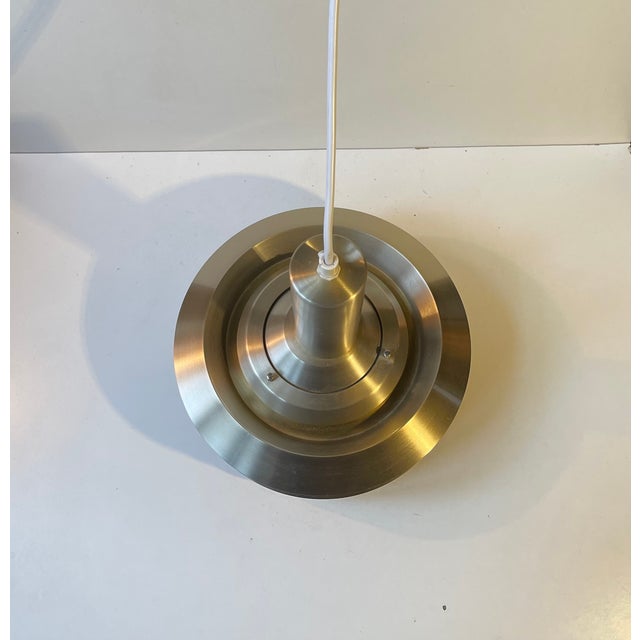 Danish Modern Tiered Pendant Lamp in Brass from Lyskær Belysning, 1970s For Sale - Image 6 of 10
