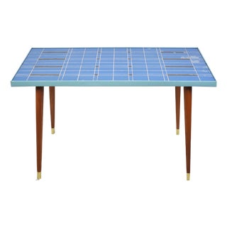 Vintage Rockabilly Coffee Table with Blue Finish, 1950s For Sale
