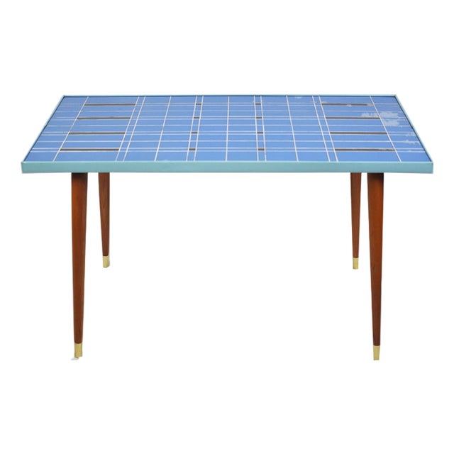 Vintage Rockabilly Coffee Table with Blue Finish, 1950s For Sale