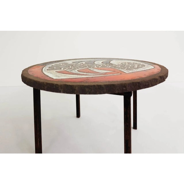 Brutalist French Glazed Concrete Brutalist Coffee Table from Vallauris, 1950s For Sale - Image 3 of 5