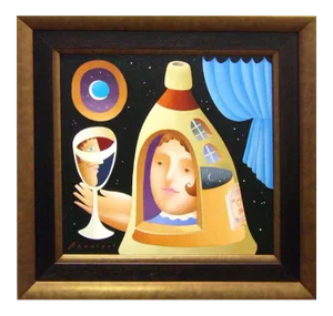 Anton Arkhipov "A Toast to You" Original Oil Painting Canvas in Custom Frame
