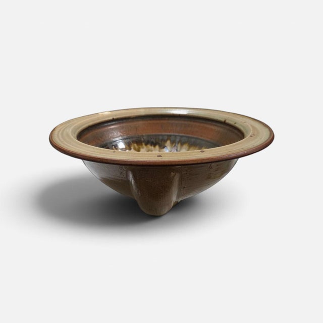 Mid-Century Modern Eric Norstad Mid Century Modern Studio Pottery Brown Bathroom Sink Architectural For Sale - Image 3 of 10