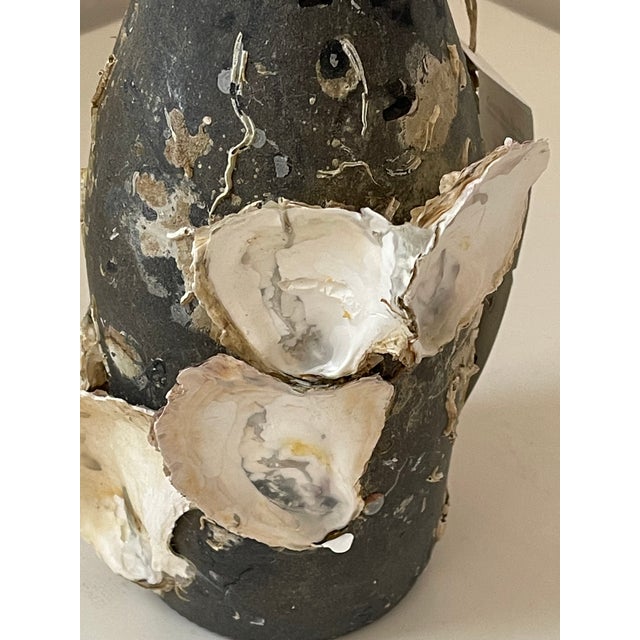 Antique Coastal Champagne Bottle With Organic Oyster Shells For Sale - Image 4 of 7