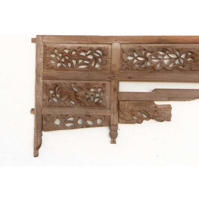 Antique Carved Lattice Wood Oriental Panel For Sale - Image 4 of 7