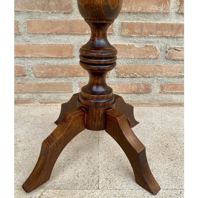 Wood Vintage French Walnut Side Table with Black Marbled Tabletop, 1880s For Sale - Image 7 of 9