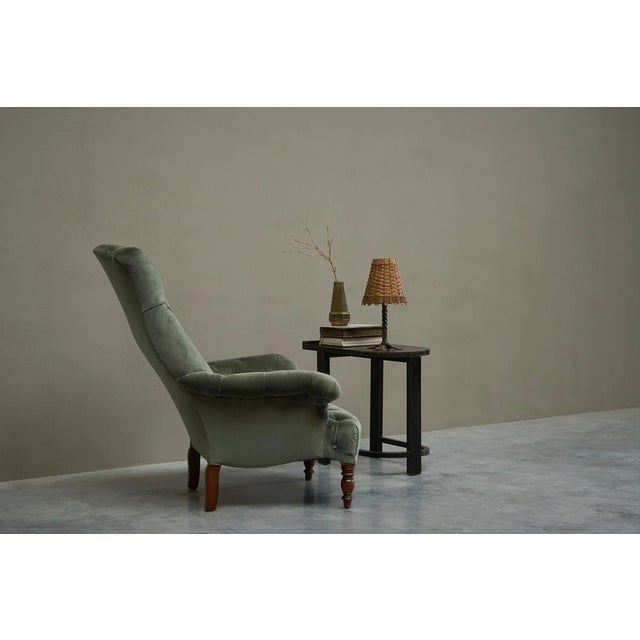 Green 19th Century Horrix Brothers Lounge Chair in Velvet, the Netherlands For Sale - Image 8 of 17