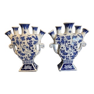 Export Chinoiserie Tulipiere Vase, Pair For Sale
