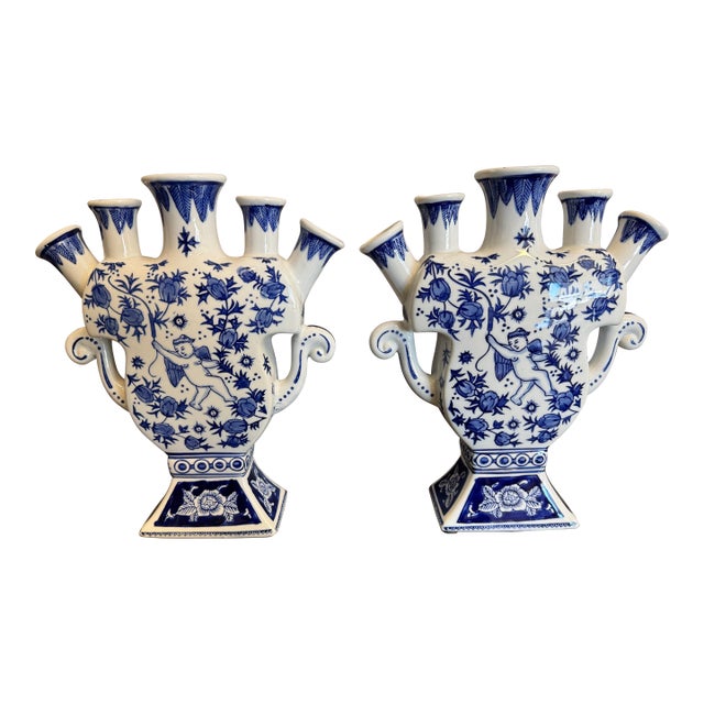 Export Chinoiserie Tulipiere Vase, Pair For Sale