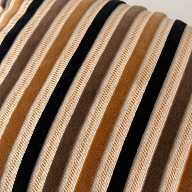 Traditional Striped Velvet Lumbar Pillow For Sale - Image 3 of 9