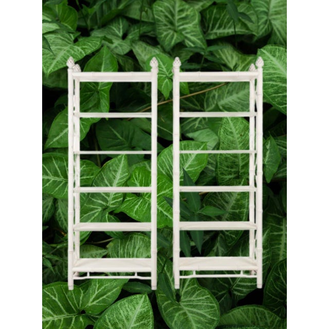 Fabulous vintage Baker furniture, classic white with green details the perfect vintage display cases/ étagères, each...
