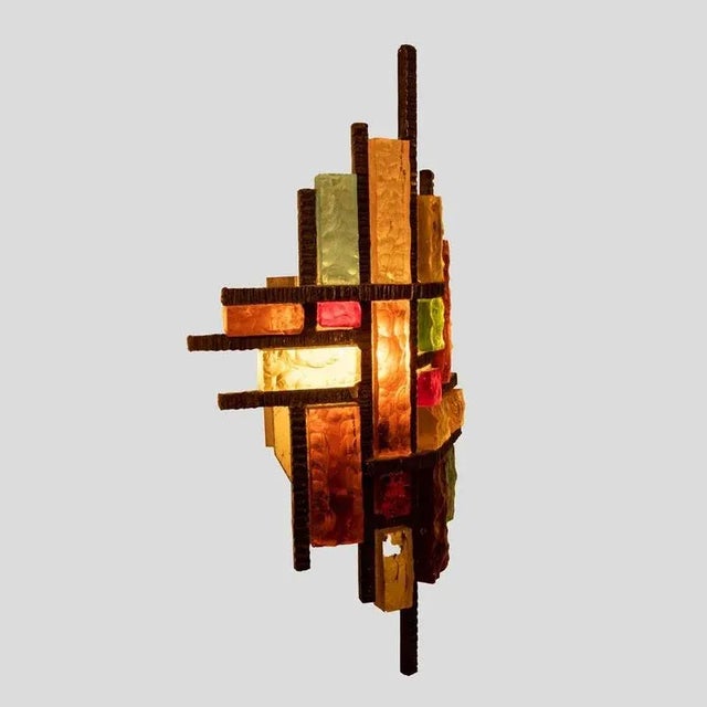 Vintage Italian Brutalist Wall Light by Longobard, 1970s For Sale - Image 6 of 7