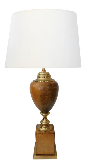 American 1960's Leather-Clad and Brass Table Lamp
