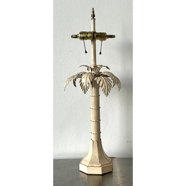 Vintage Punch Cut Metal Palm Lamp For Sale In West Palm - Image 6 of 12