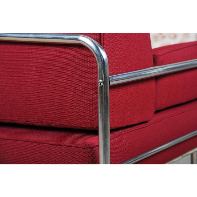 Metal Czech Bauhaus Sofa in Chrome-Plated Steel attributed to Robert Slezák, 1930s For Sale - Image 7 of 11